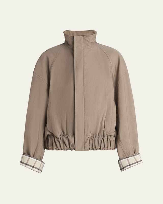 Oversized Zip Fluid Cotton Twill Blouson
